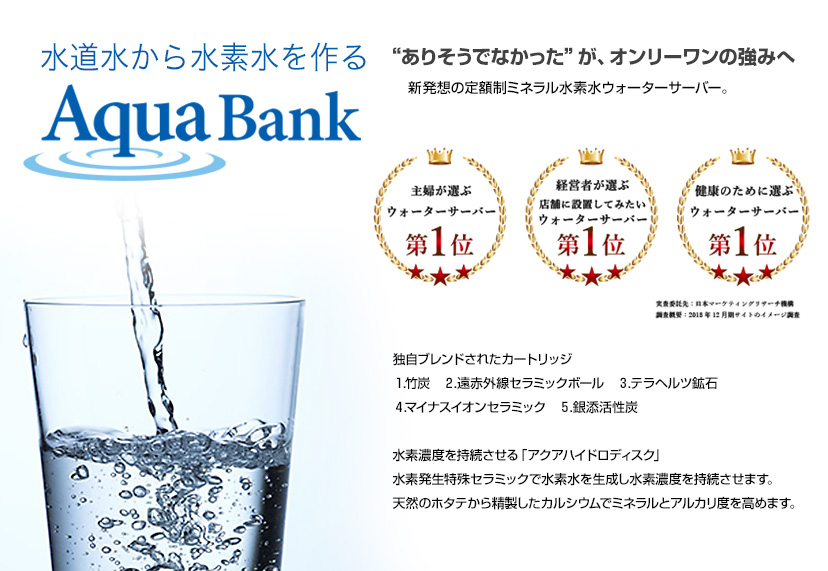 水道水から水素水を作る：Aqua Bank
